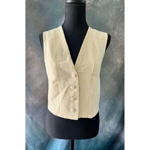 Missguided Vest Top Women's Size Small Striped Yellow Sleeveless Button Up